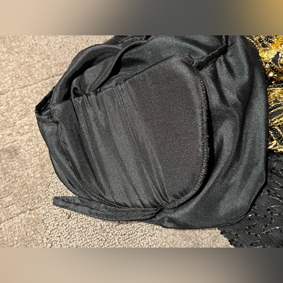 Vintage Scala Gold & Black Beaded Short Sleeve Top Blouse Shoulder Pads Keyhole - Picture 16 of 16